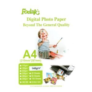 Photo Paper Glossy A4 (8.268"x11.693") 140gsm 50 Sheets One Side