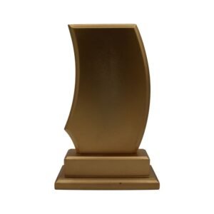 Gold Wave-Design Wooden Trophy