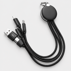 Matte Black 3-in-1 Charging Cable Keyring