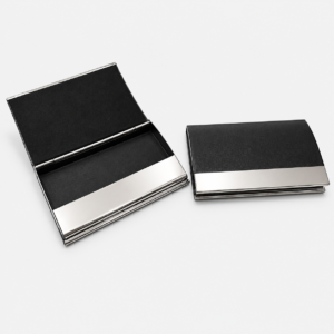 Leatherette & Metal Business Card Holder