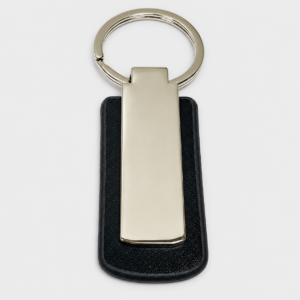 Rectangular Leather & Metal Keychain
