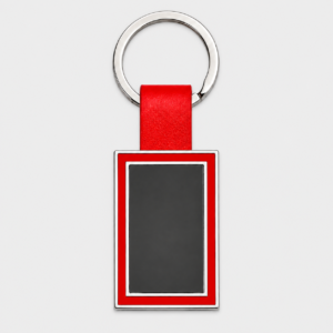 Rectangular Metal & Leather Keychain